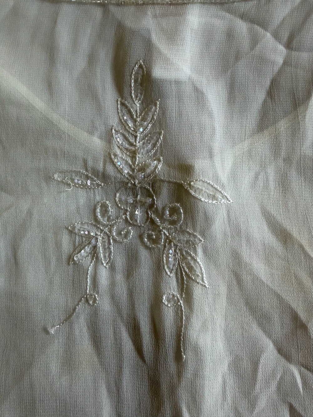 Soft Surroundings Ivory Beaded Embroidered Sheer Blouse - Picture 14 of 14
